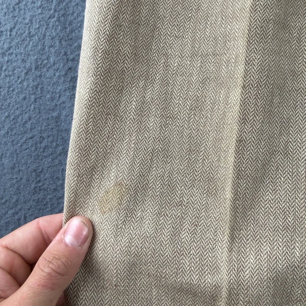 Vintage Polo Ralph Lauren Pants Men 38x30 (Fit 36x30) Beige Linen Double Pleated
